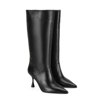 Kadın Siyah Topuklu Deri Çizme Kadın Siyah Topuklu Deri Çizme