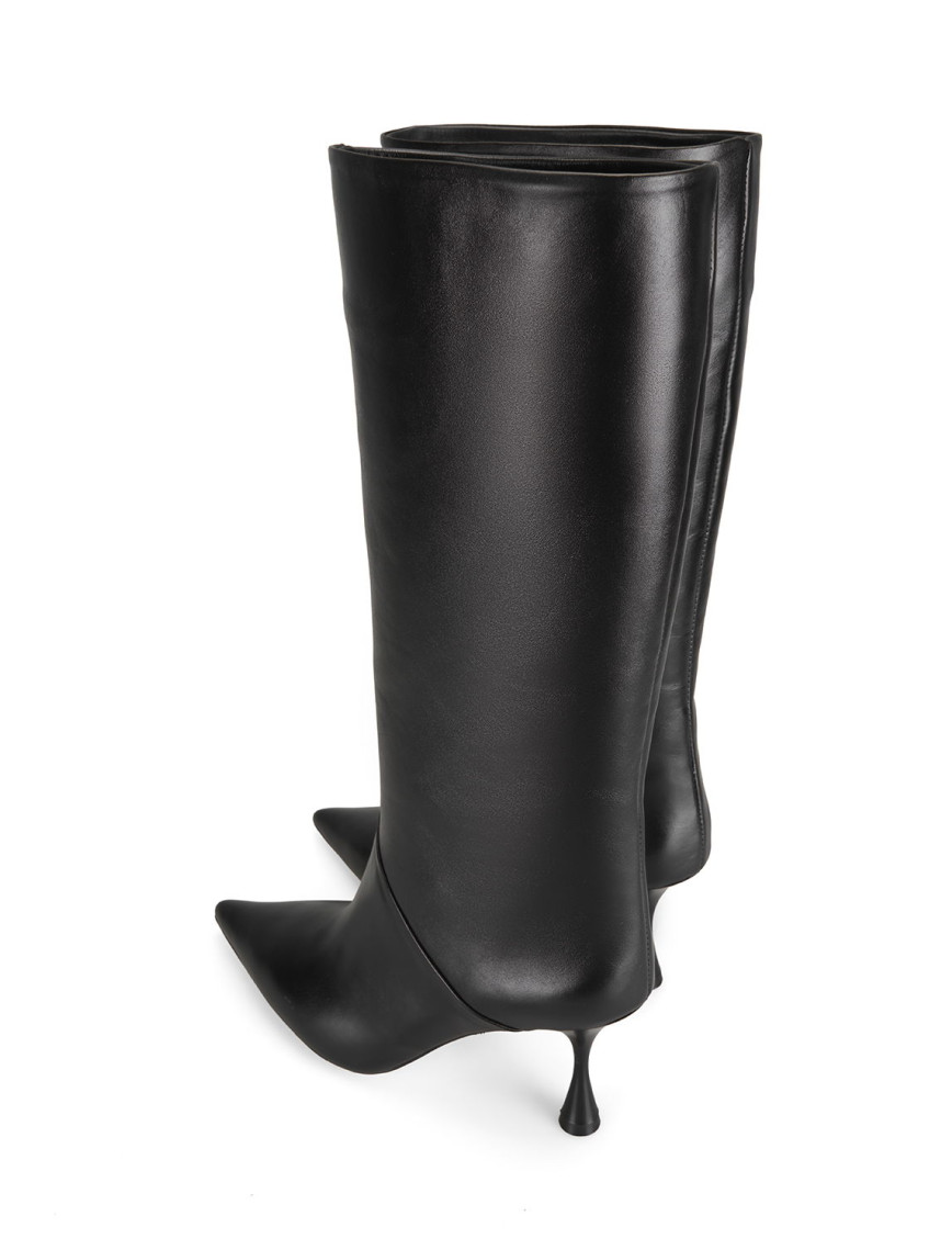 Kadın Siyah Topuklu Deri Çizme Kadın Siyah Topuklu Deri Çizme