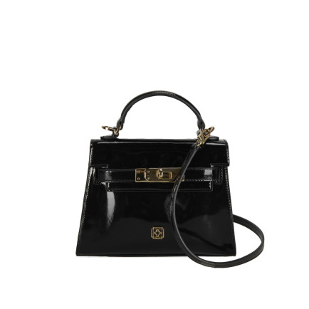 Rebeni Siyah Kadın Rugan El Çantası