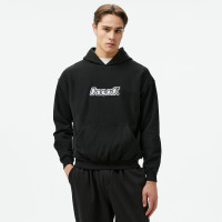 Huf Logo Applique Hooded Fleece Erkek Siyah Hoodie Huf Logo Applique Hooded Fleece Erkek Siyah Hoodie