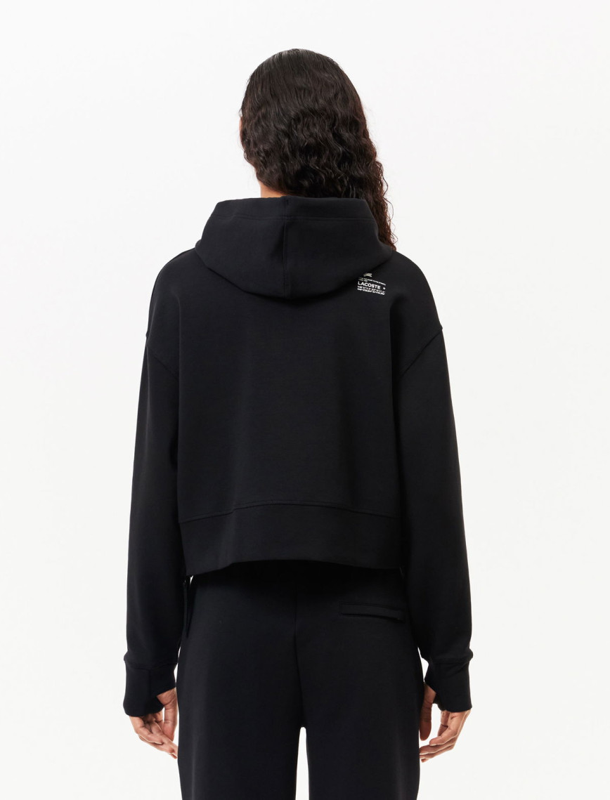 Lacoste Kadın Relaxed Fit Kapüşonlu Siyah Sweatshirt Lacoste Kadın Relaxed Fit Kapüşonlu Siyah Sweatshirt