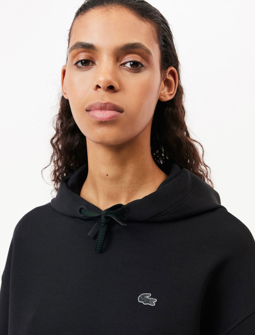 Lacoste Kadın Relaxed Fit Kapüşonlu Siyah Sweatshirt Lacoste Kadın Relaxed Fit Kapüşonlu Siyah Sweatshirt