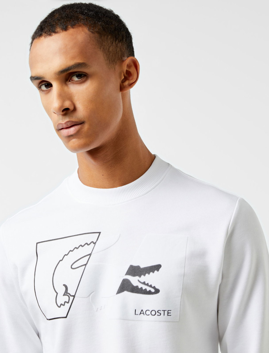 Lacoste Erkek Regular Fit Bisiklet Yaka Baskılı Beyaz Sweatshirt Lacoste Erkek Regular Fit Bisiklet Yaka Baskılı Beyaz Sweatshirt