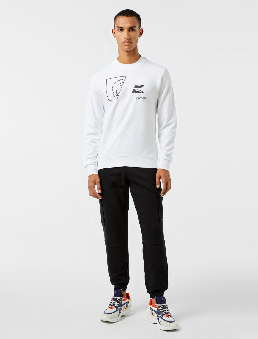 Lacoste Erkek Regular Fit Bisiklet Yaka Baskılı Beyaz Sweatshirt Lacoste Erkek Regular Fit Bisiklet Yaka Baskılı Beyaz Sweatshirt