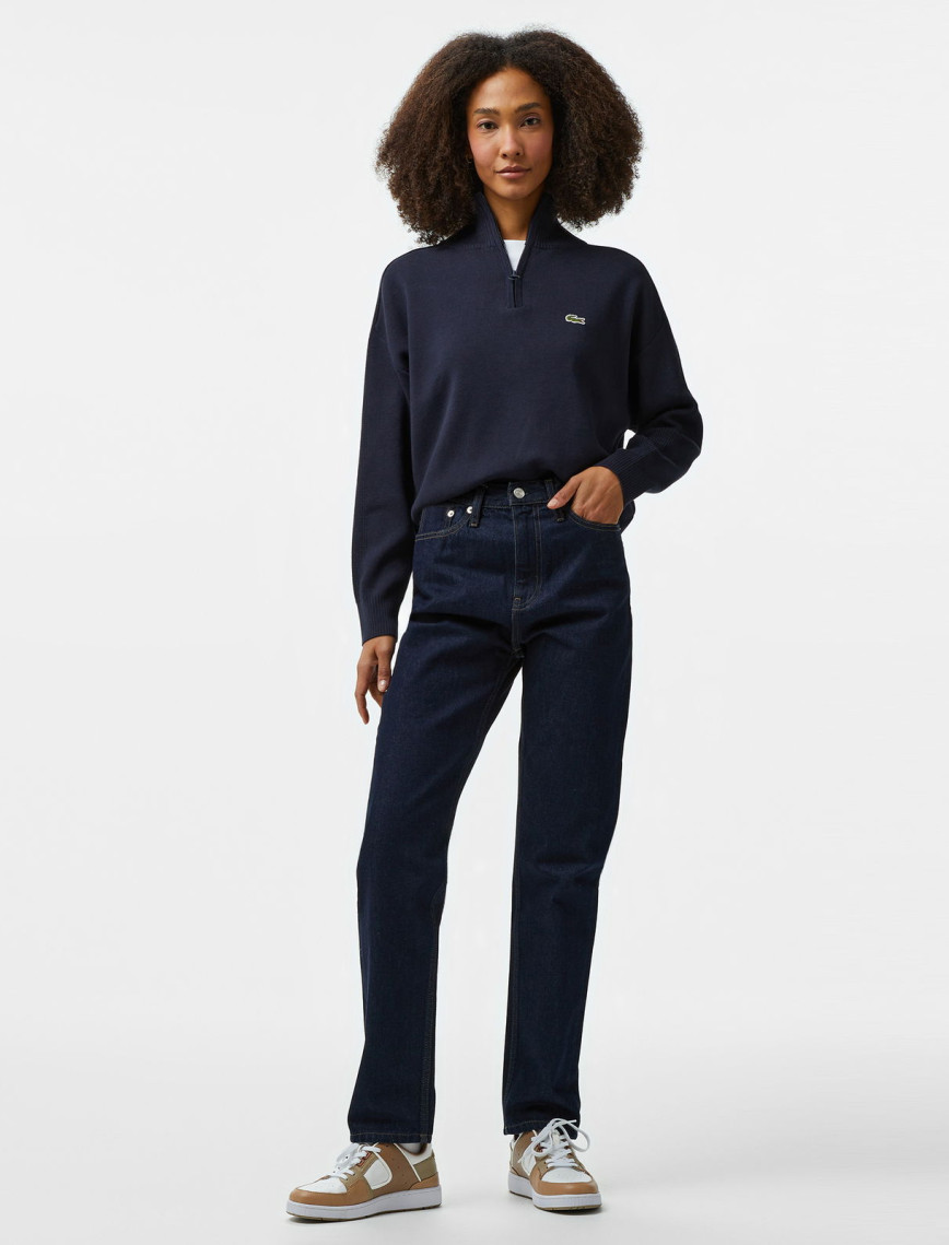 Lacoste Kadın Relaxed Fit Yarım Fermuarlı Lacivert Triko Lacoste Kadın Relaxed Fit Yarım Fermuarlı Lacivert Triko