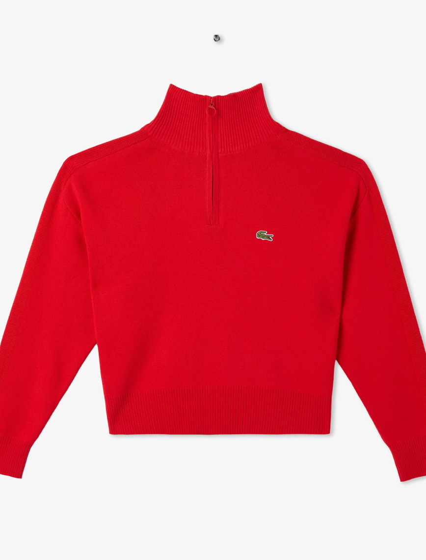 Lacoste Kadın Relaxed Fit Yarım Fermuarlı Kırmızı Triko Lacoste Kadın Relaxed Fit Yarım Fermuarlı Kırmızı Triko