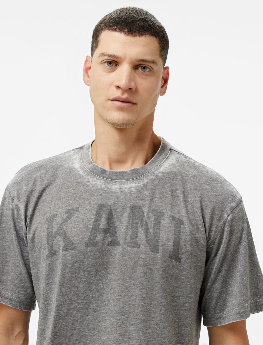 Karl Kani Serif Burnout  Erkek Gri T-Shirt