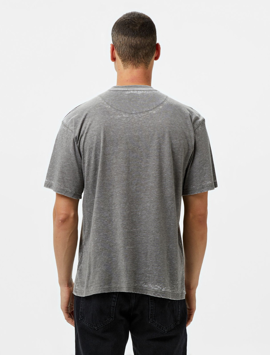 Karl Kani Serif Burnout  Erkek Gri T-Shirt