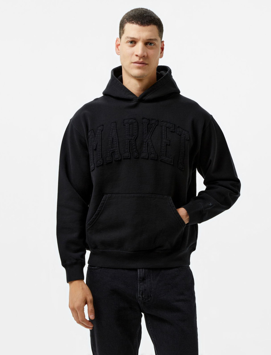 Market Washed Arc Erkek Siyah Hoodie Market Washed Arc Erkek Siyah Hoodie