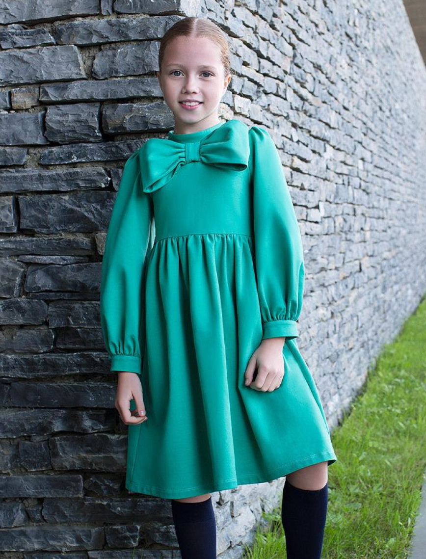 Mama Luma Yakası Fiyonklu Uzun Kollu Elbise Yeşil Mama Luma Yakası Fiyonklu Uzun Kollu Elbise Yeşil