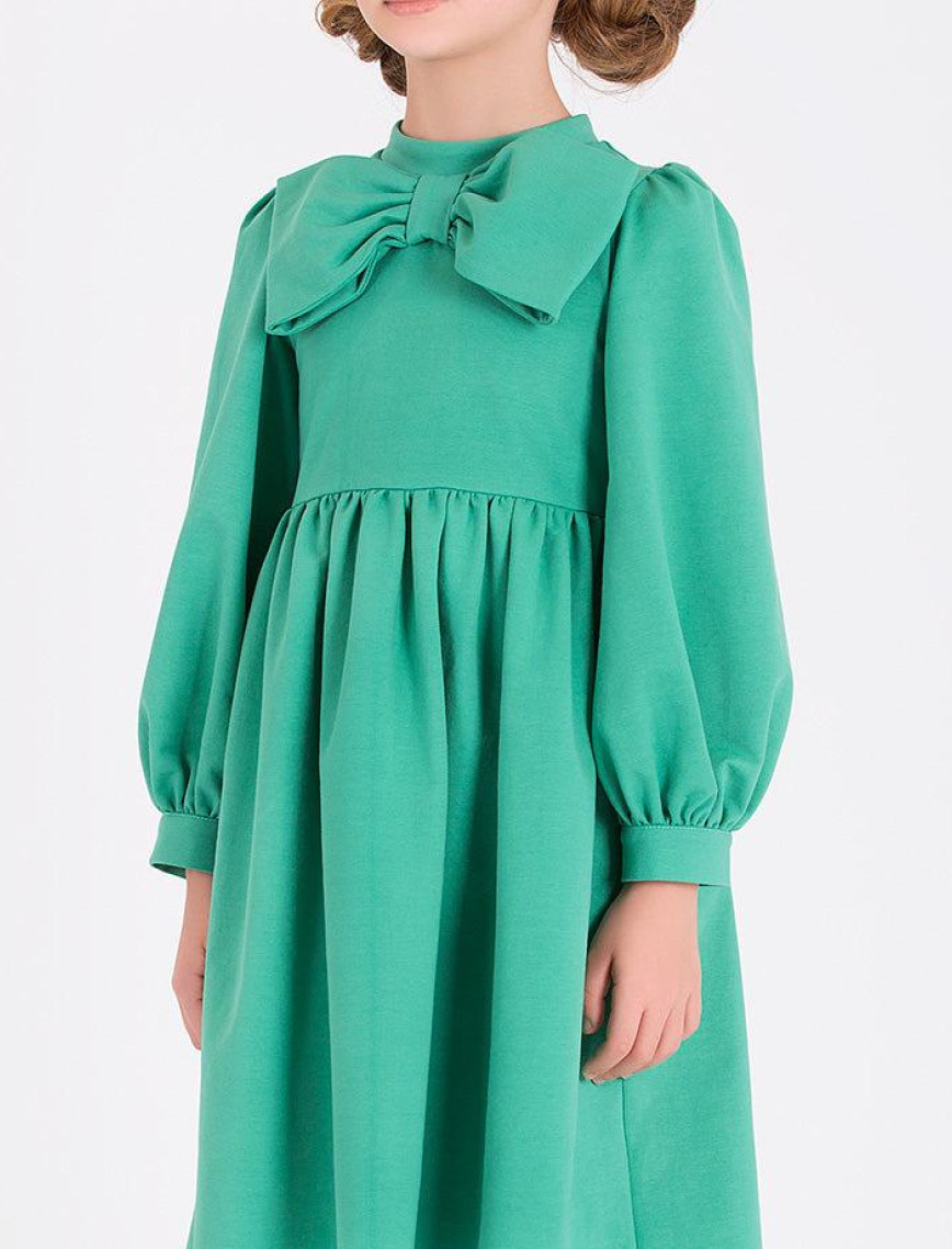 Mama Luma Yakası Fiyonklu Uzun Kollu Elbise Yeşil Mama Luma Yakası Fiyonklu Uzun Kollu Elbise Yeşil