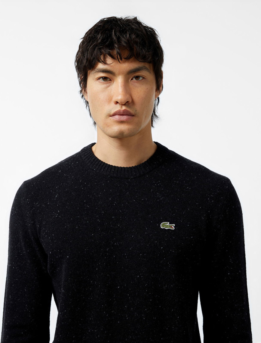 Lacoste Erkek Regular Fit Bisiklet Yaka Yün Siyah Triko Lacoste Erkek Regular Fit Bisiklet Yaka Yün Siyah Triko