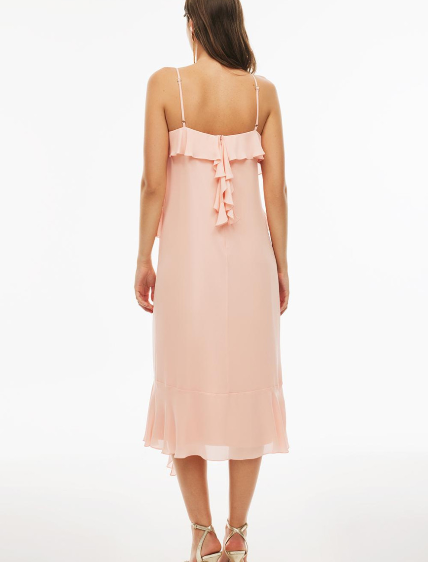 Albans Rahat Kalıp Midi Boy V-Yaka Pudra Renk Elbise Albans Rahat Kalıp Midi Boy V-Yaka Pudra Renk Elbise