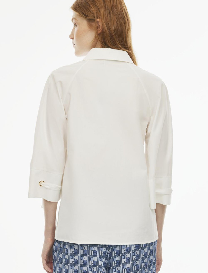 Felecias Regular Fit Reglan Kol Gömlek Yaka Ekru Renk Kadın Gömlek