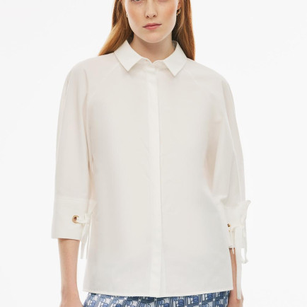 Felecias Regular Fit Reglan Kol Gömlek Yaka Ekru Renk Kadın Gömlek