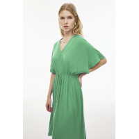 Caels Regular Fit Diz Altı Yarasa Kol V-Yaka Mint Renk Elbise Caels Regular Fit Diz Altı Yarasa Kol V-Yaka Mint Renk Elbise