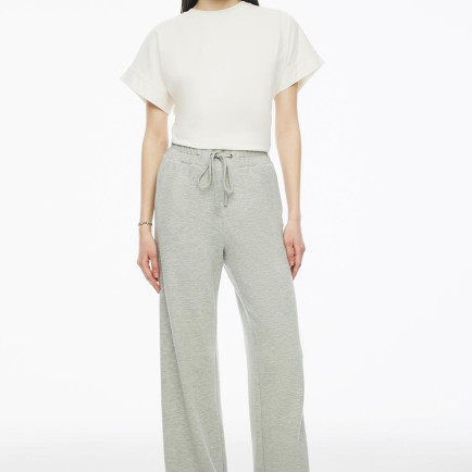 Hugh Rahat Kalıp Geniş Paça Gri Melanj Renk Kadın Eşofman Pantolon