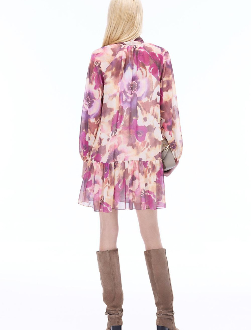 Poseidon Çiçek Desenli Diz Üstü Reglan Kol Bağlamalı Yaka Çok Renkli Elbise Poseidon Çiçek Desenli Diz Üstü Reglan Kol Bağlamalı Yaka Çok Renkli Elbise