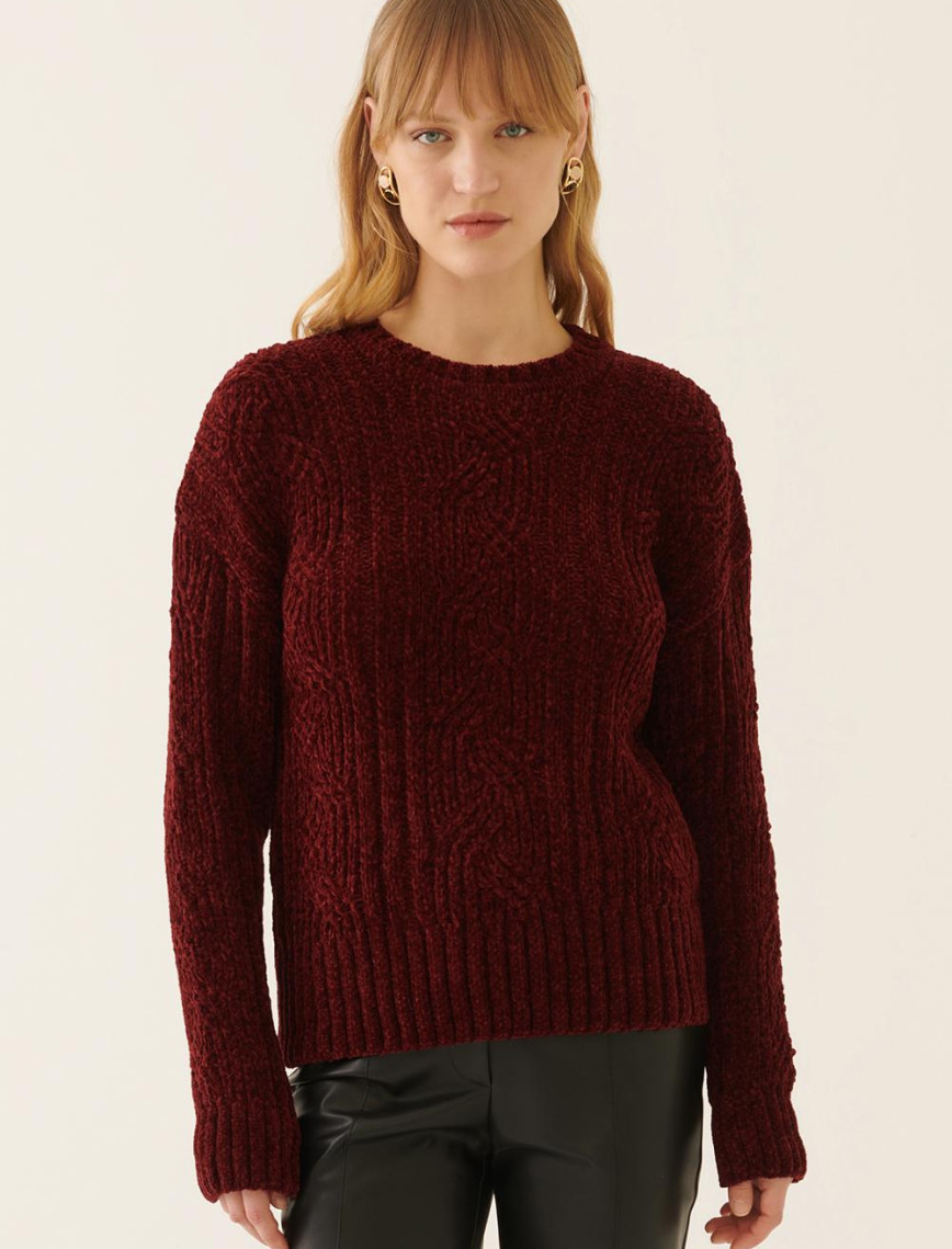 İllas Bordo Renk Kadın Triko Bluz İllas Bordo Renk Kadın Triko Bluz