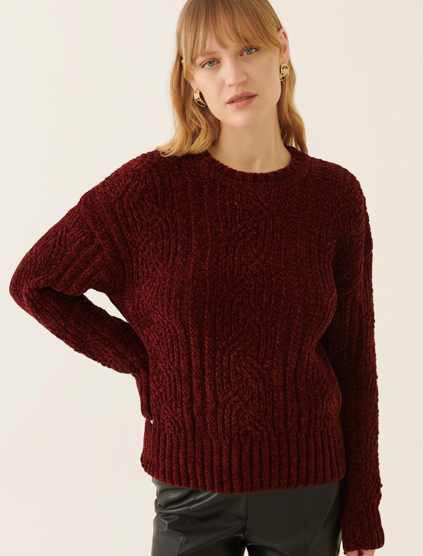 İllas Bordo Renk Kadın Triko Bluz İllas Bordo Renk Kadın Triko Bluz