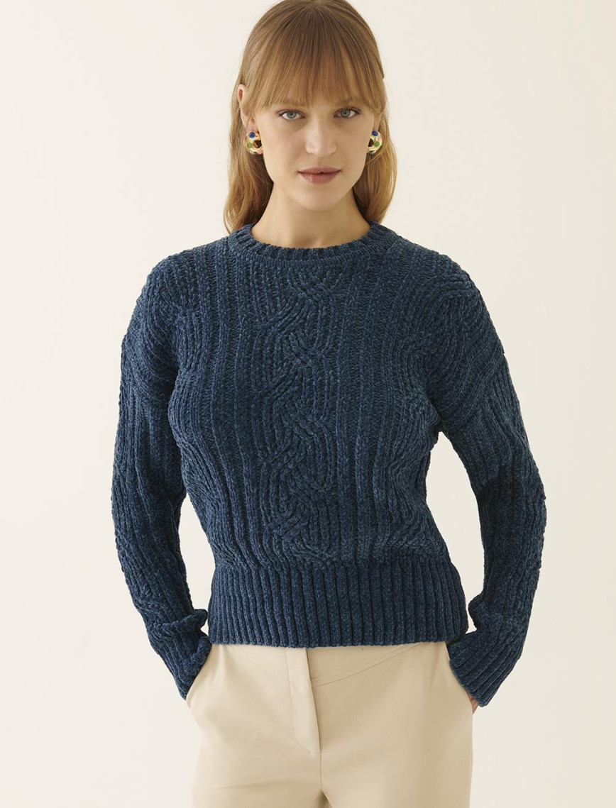 İllas Mavi Renk Kadın Triko Bluz İllas Mavi Renk Kadın Triko Bluz