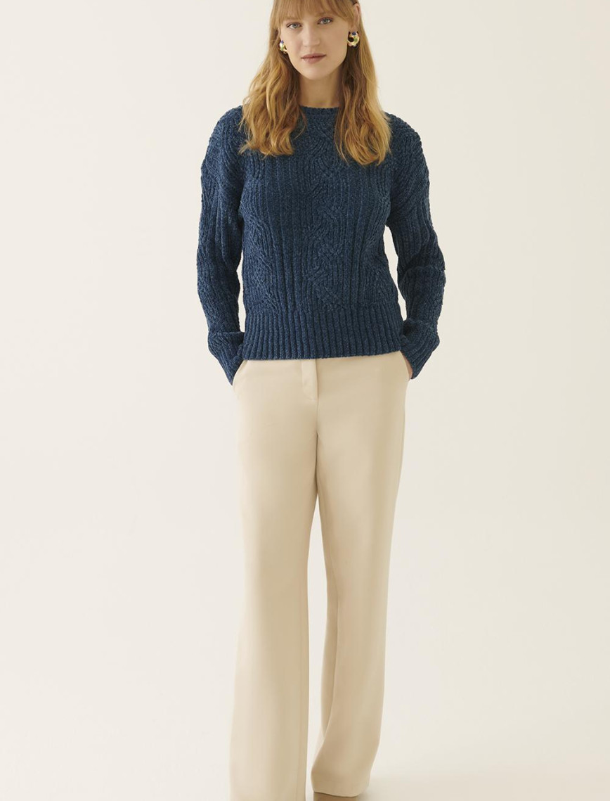 İllas Mavi Renk Kadın Triko Bluz İllas Mavi Renk Kadın Triko Bluz