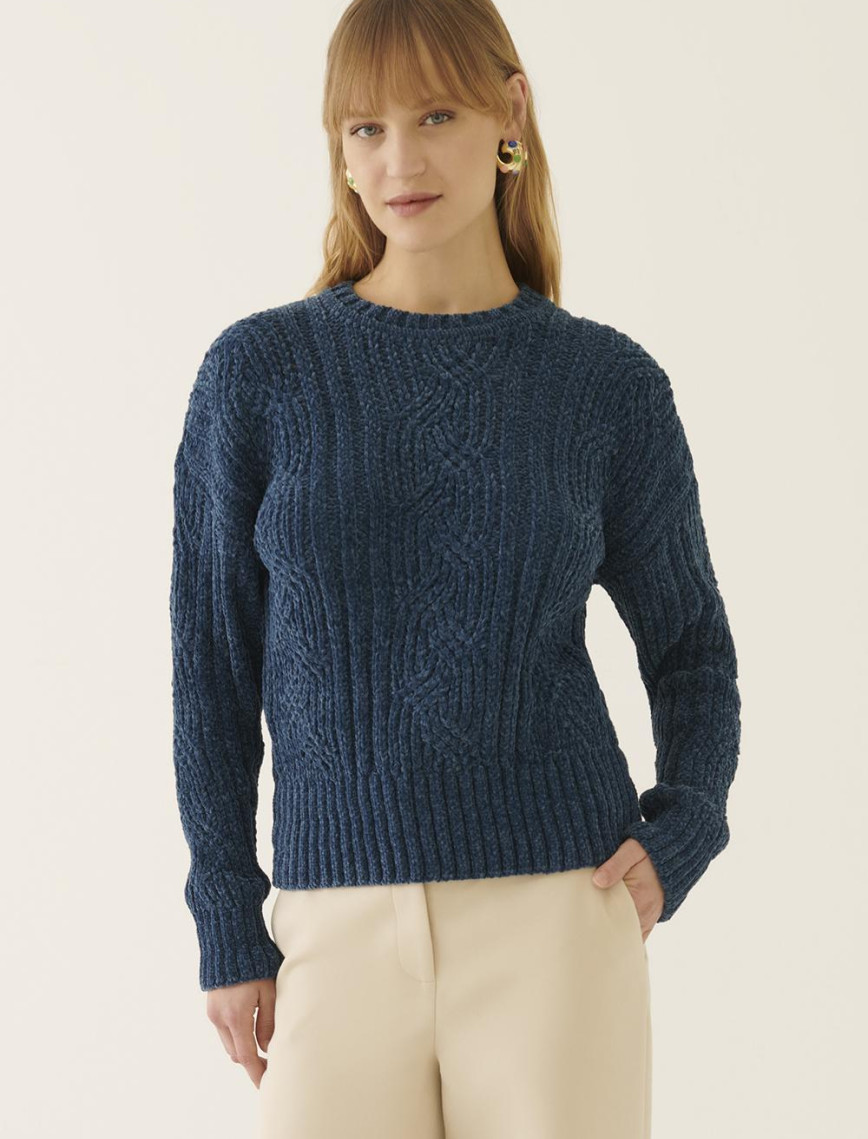 İllas Mavi Renk Kadın Triko Bluz İllas Mavi Renk Kadın Triko Bluz