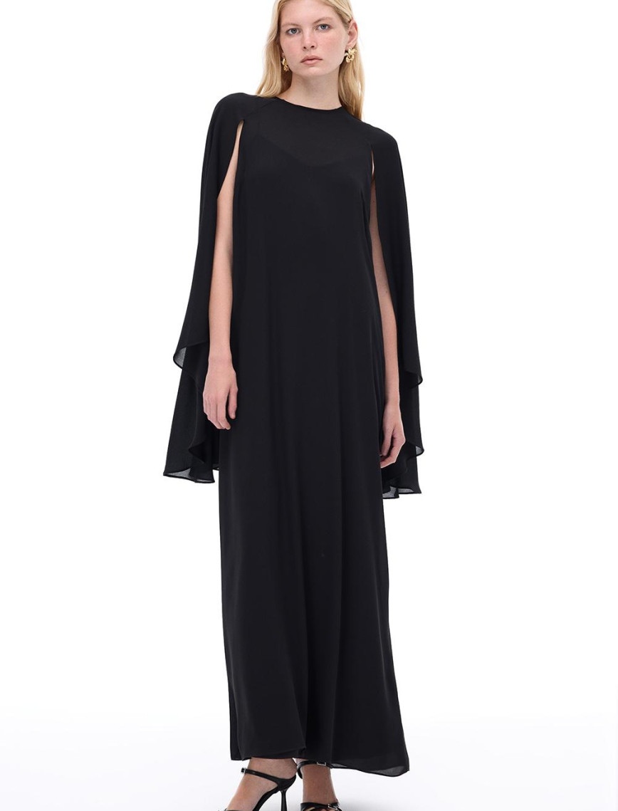 Alfas Rahat Kalıp Maxi Boy Yarasa Kol Yuvarlak Yaka Siyah Elbise Alfas Rahat Kalıp Maxi Boy Yarasa Kol Yuvarlak Yaka Siyah Elbise