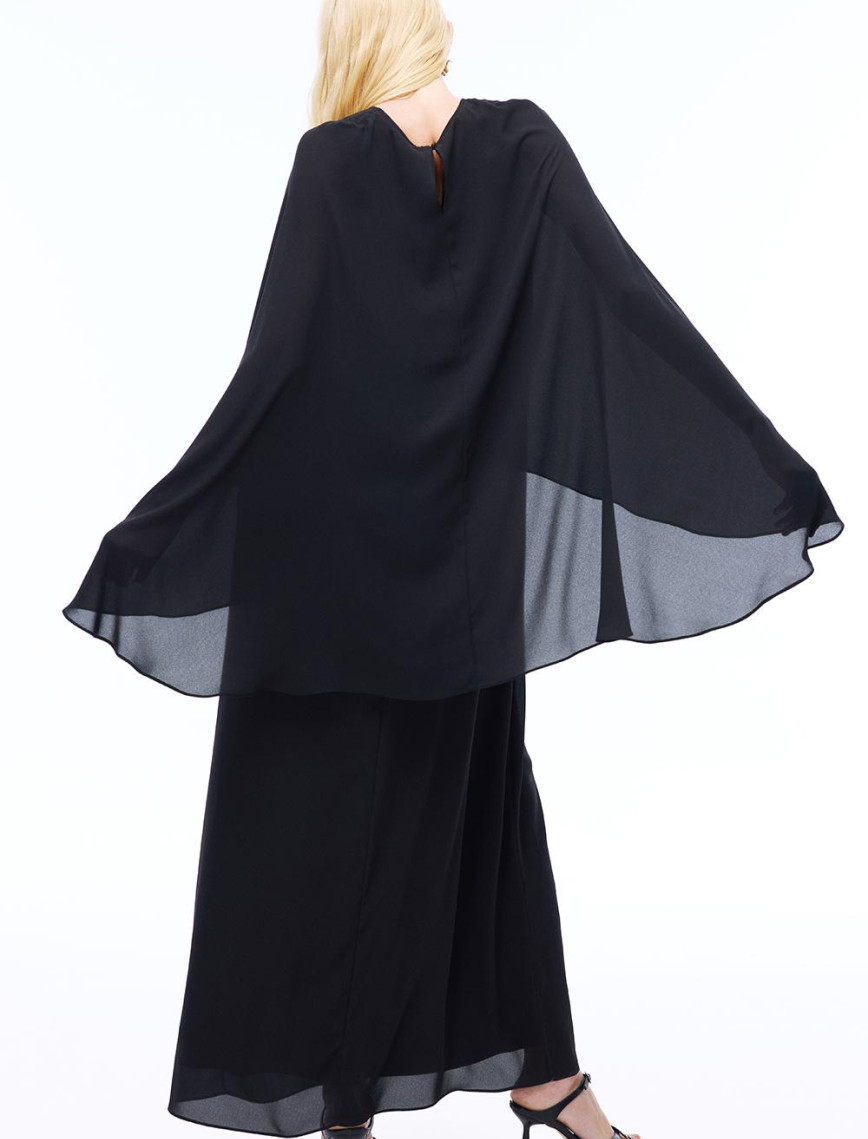 Alfas Rahat Kalıp Maxi Boy Yarasa Kol Yuvarlak Yaka Siyah Elbise Alfas Rahat Kalıp Maxi Boy Yarasa Kol Yuvarlak Yaka Siyah Elbise