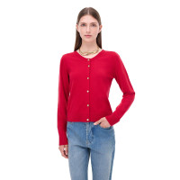 Triko Rahat Kalıp Standart Boy Takma Kol Bisiklet Yaka Kırmızı Hırka Triko Rahat Kalıp Standart Boy Takma Kol Bisiklet Yaka Kırmızı Hırka