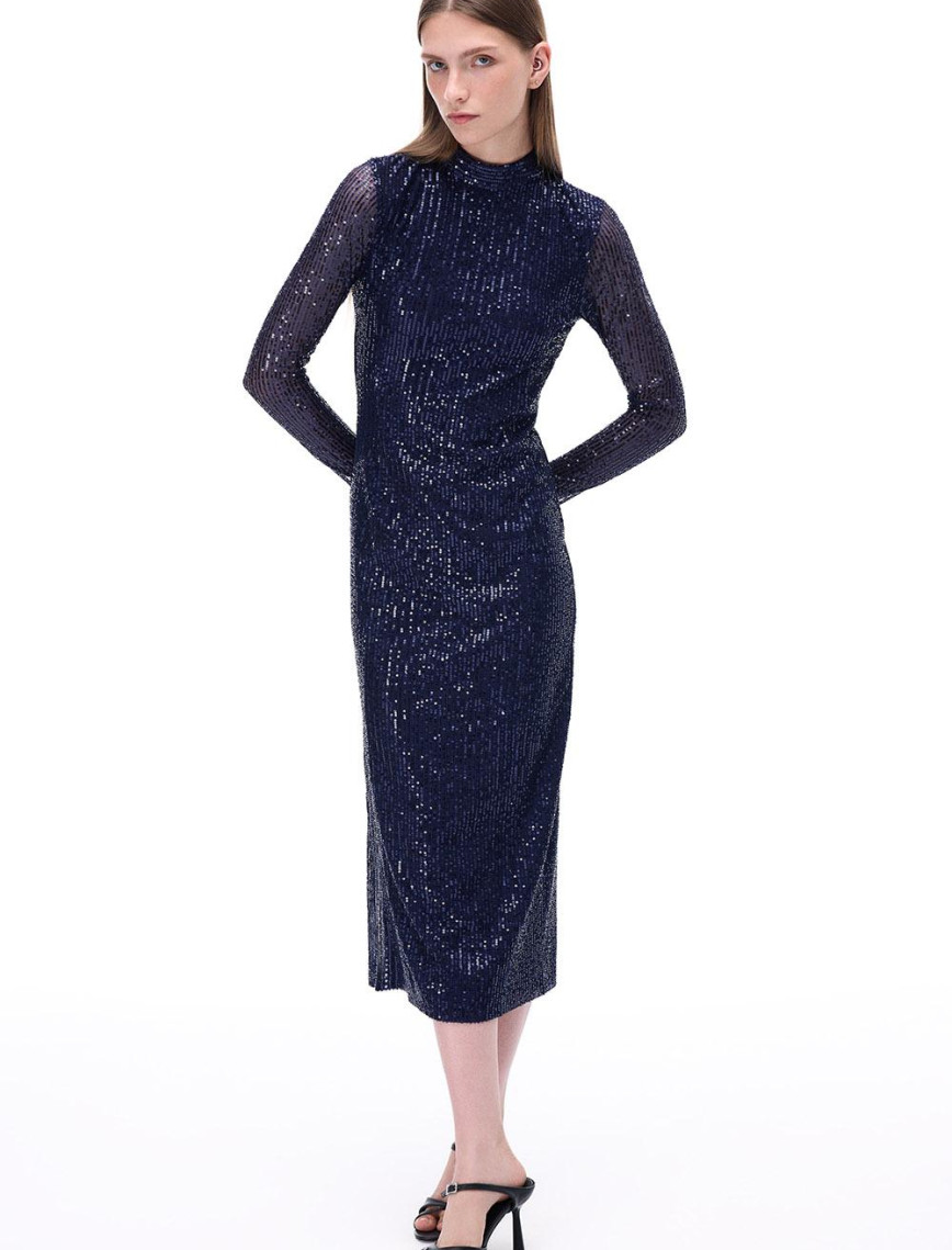 Arlins Regular Fit Bilek Boy Takma Kol Balıkçı Yaka Lacivert Elbise Arlins Regular Fit Bilek Boy Takma Kol Balıkçı Yaka Lacivert Elbise