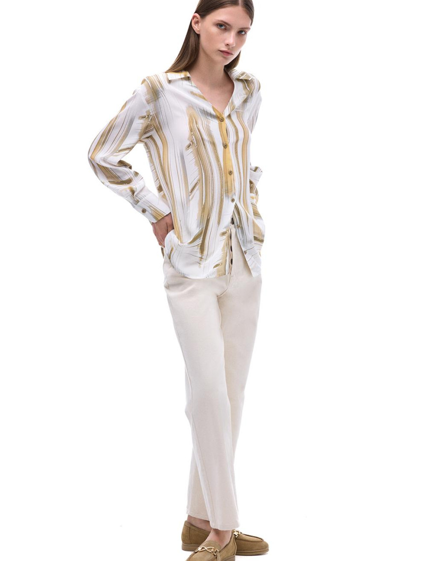 Serenity Regular Fit Soyut Desenli Standart Boy Takma Kol Gömlek Yaka Ekru Renk Kadın Gömlek Serenity Regular Fit Soyut Desenli Standart Boy Takma Kol Gömlek Yaka Ekru Renk Kadın Gömlek