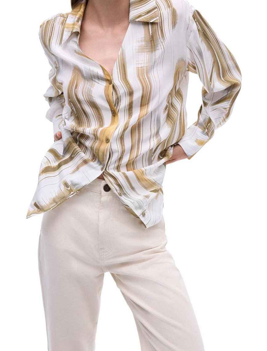 Serenity Regular Fit Soyut Desenli Standart Boy Takma Kol Gömlek Yaka Ekru Renk Kadın Gömlek Serenity Regular Fit Soyut Desenli Standart Boy Takma Kol Gömlek Yaka Ekru Renk Kadın Gömlek