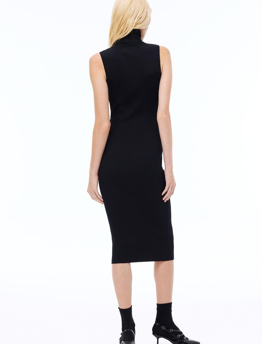 Triko Slim Fit Diz Altı Kolsuz Balıkçı Yaka Siyah Elbise Triko Slim Fit Diz Altı Kolsuz Balıkçı Yaka Siyah Elbise