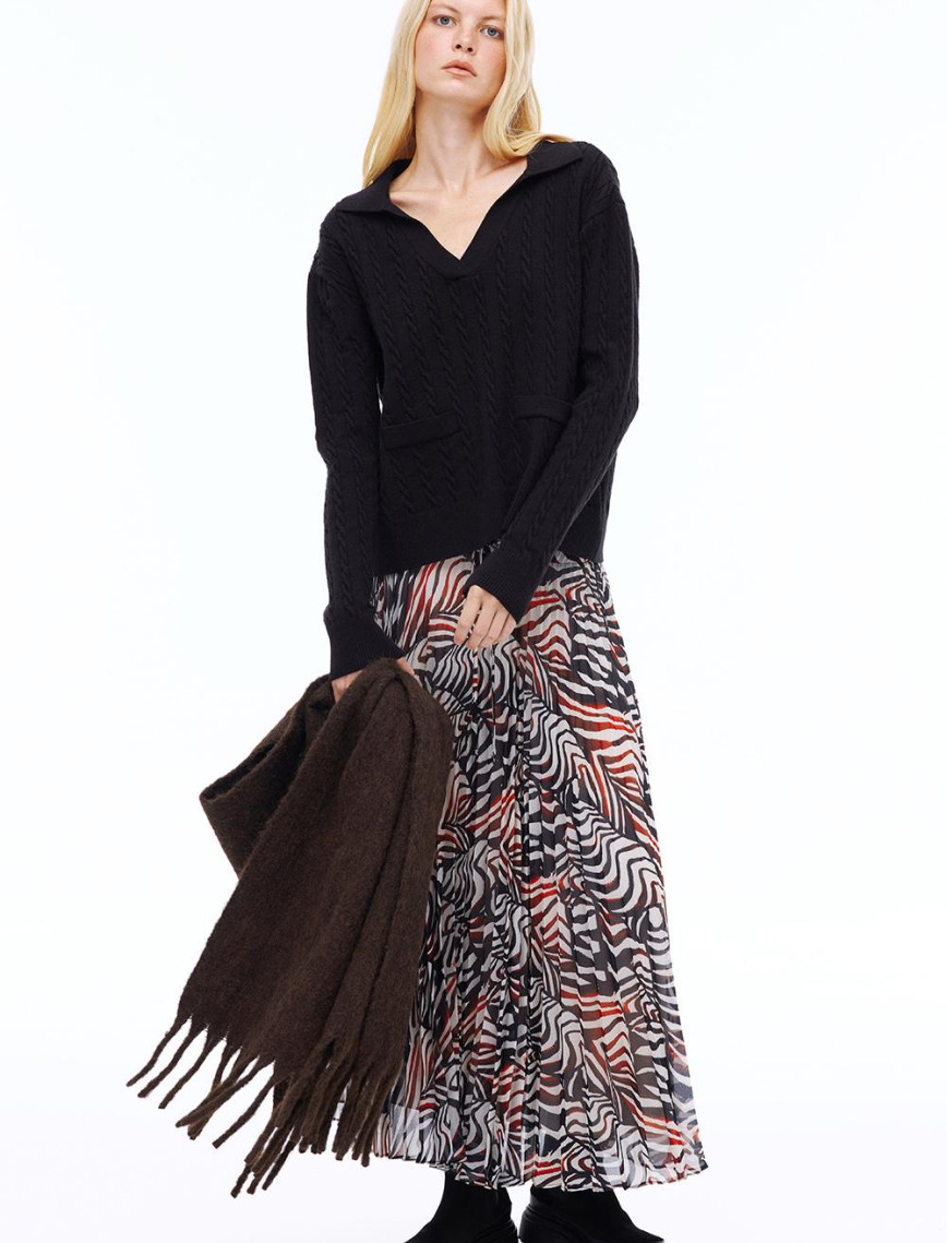 Deannas Rahat Kalıp Zebra Desen Midi Boy Çok Renkli Etek Deannas Rahat Kalıp Zebra Desen Midi Boy Çok Renkli Etek