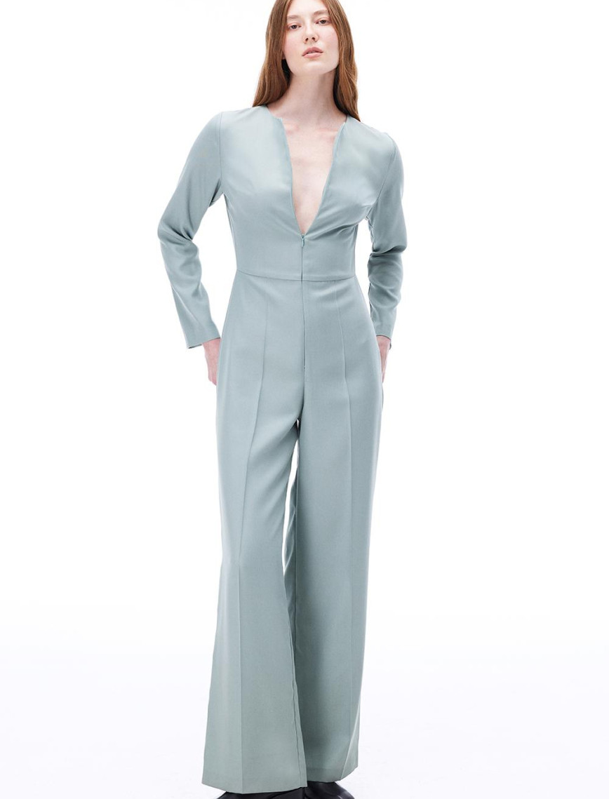 Morla Regular Fit Uzun Boy Takma Kol Yuvarlak Yaka Mint Tulum Morla Regular Fit Uzun Boy Takma Kol Yuvarlak Yaka Mint Tulum