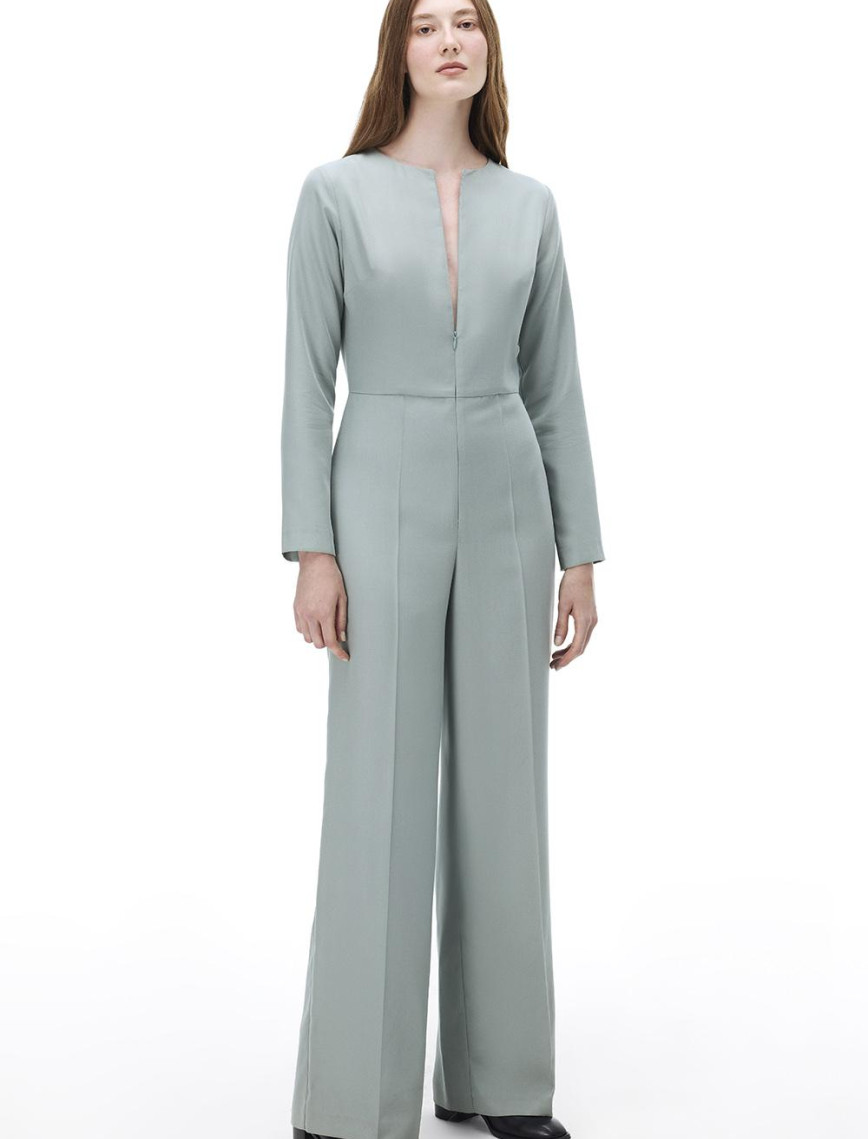 Morla Regular Fit Uzun Boy Takma Kol Yuvarlak Yaka Mint Tulum Morla Regular Fit Uzun Boy Takma Kol Yuvarlak Yaka Mint Tulum