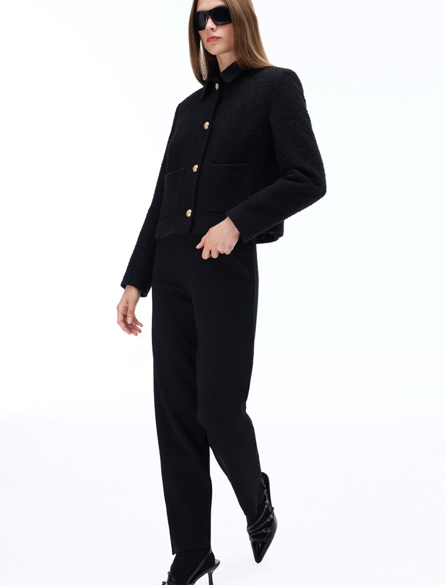 Triko Rahat Kalıp Bilek Boy Siyah Pantolon Triko Rahat Kalıp Bilek Boy Siyah Pantolon