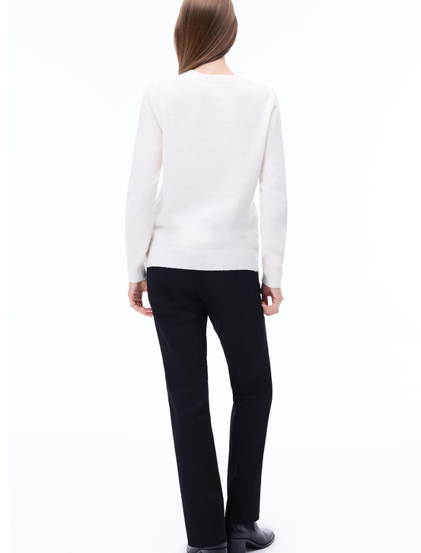 Triko Rahat Kalıp Standart Boy Takma Kol Bisiklet Yaka Ekru Kazak Triko Rahat Kalıp Standart Boy Takma Kol Bisiklet Yaka Ekru Kazak