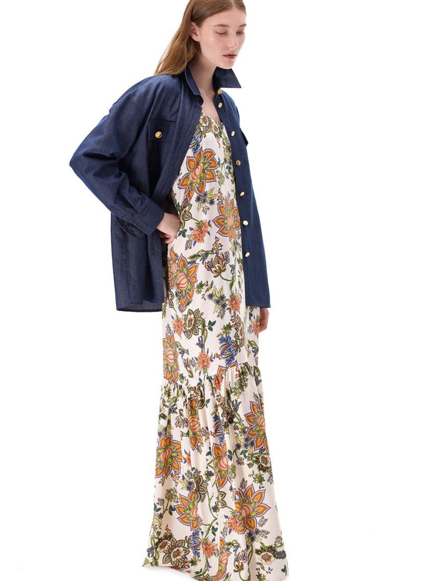 Latibule Regular Fit Standart Boy Takma Kol Gömlek Yaka İndigo Renk Kadın Gömlek