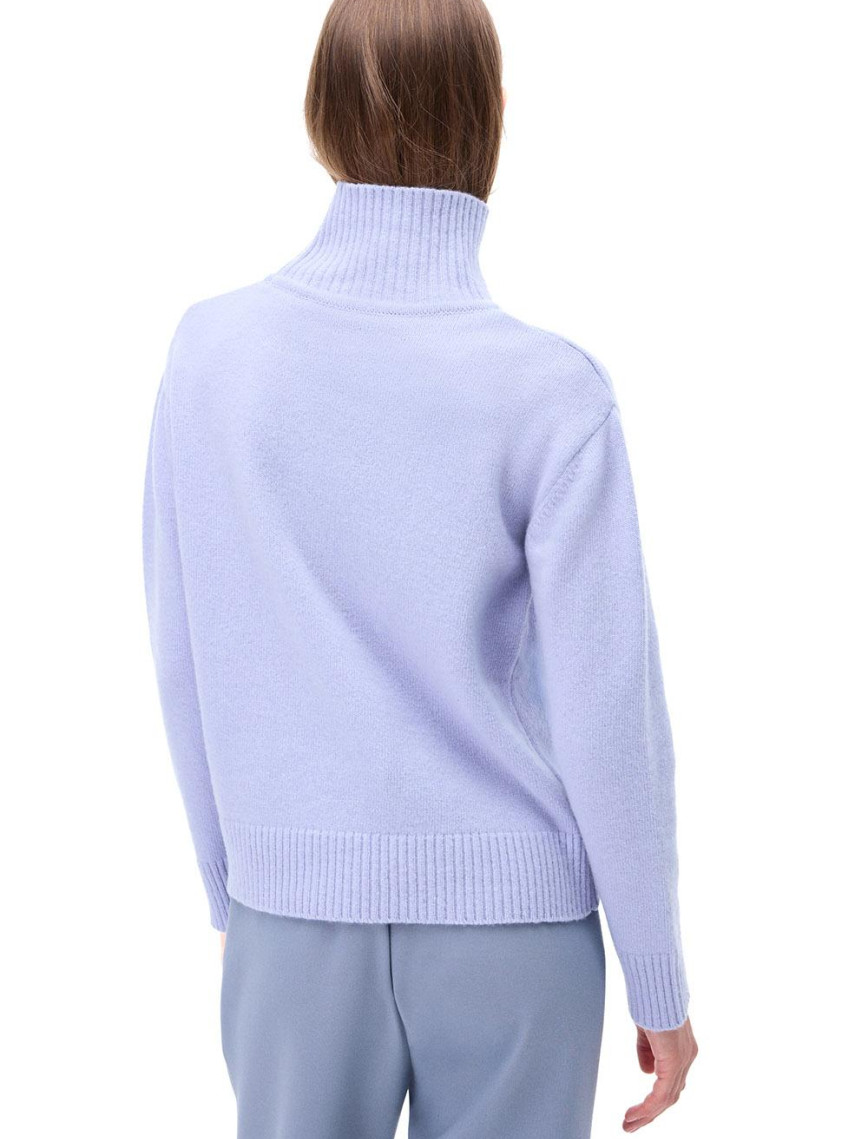 Triko Rahat Kalıp Standart Boy Düşük Kollu Dik Yaka Bebe mavısı Kazak Triko Rahat Kalıp Standart Boy Düşük Kollu Dik Yaka Bebe mavısı Kazak