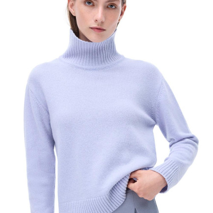 Triko Rahat Kalıp Standart Boy Düşük Kollu Dik Yaka Bebe mavısı Kazak Triko Rahat Kalıp Standart Boy Düşük Kollu Dik Yaka Bebe mavısı Kazak