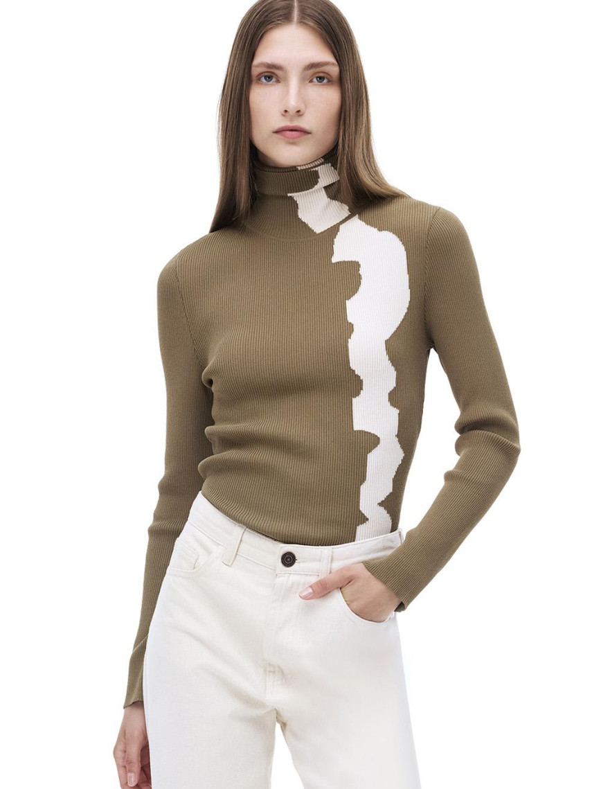 Triko Slim Fit Standart Boy Takma Kol Balıkçı Yaka Hakı Kazak Triko Slim Fit Standart Boy Takma Kol Balıkçı Yaka Hakı Kazak