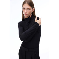 Triko Slim Fit Standart Boy Takma Kol Balıkçı Yaka Siyah Kazak