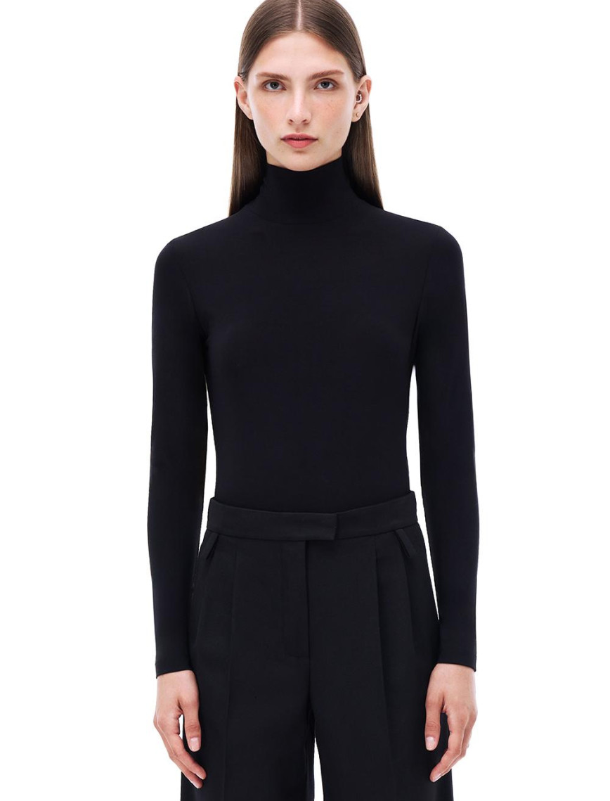 Triko Slim Fit Standart Boy Takma Kol Balıkçı Yaka Siyah Kazak