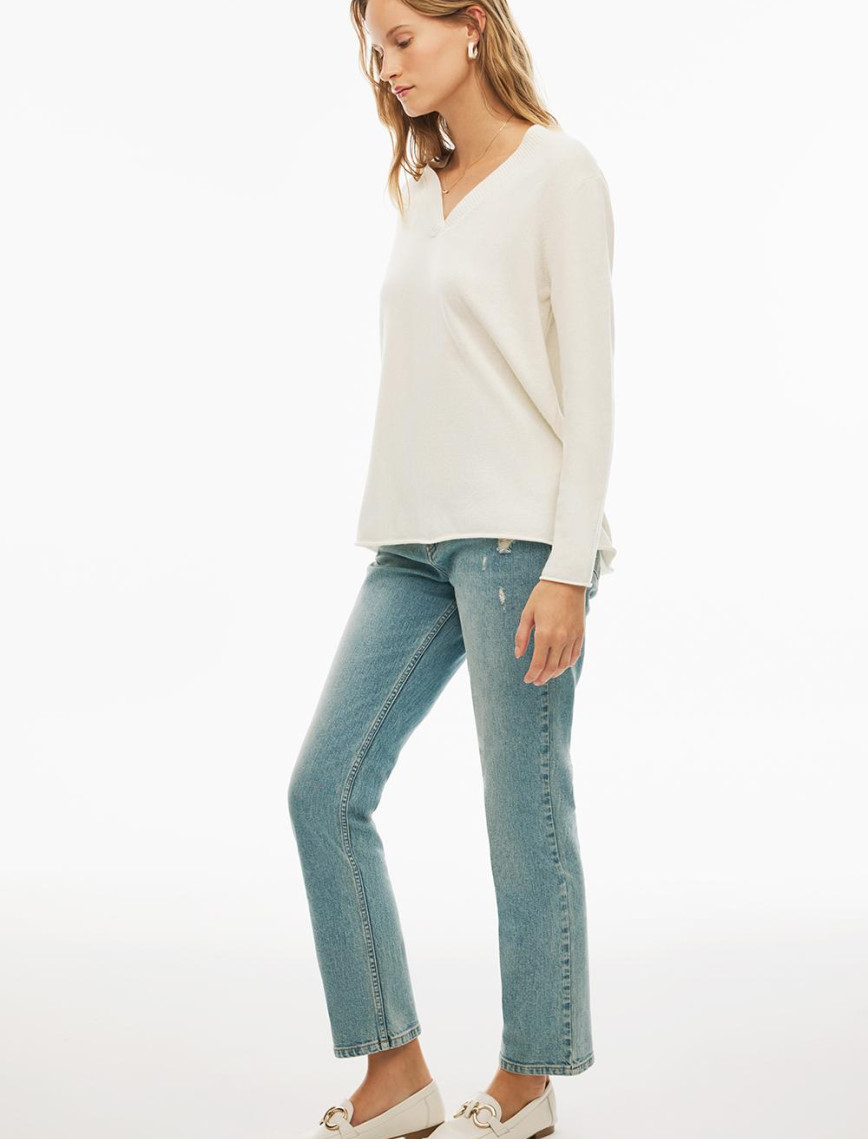 Mayra Regular Fit Standart Boy Ekru Renk Kadın Triko Bluz Mayra Regular Fit Standart Boy Ekru Renk Kadın Triko Bluz