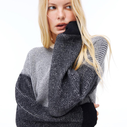 Triko Rahat Kalıp Standart Boy Düşük Kollu Bisiklet Yaka Sıyah beyaz Kazak Triko Rahat Kalıp Standart Boy Düşük Kollu Bisiklet Yaka Sıyah beyaz Kazak