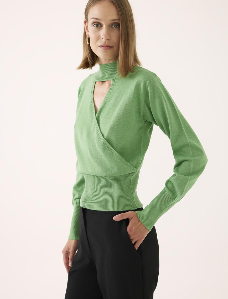 İllas Regular Fit Standart Boy Asimetrik Mint Renk Kadın Triko Bluz İllas Regular Fit Standart Boy Asimetrik Mint Renk Kadın Triko Bluz