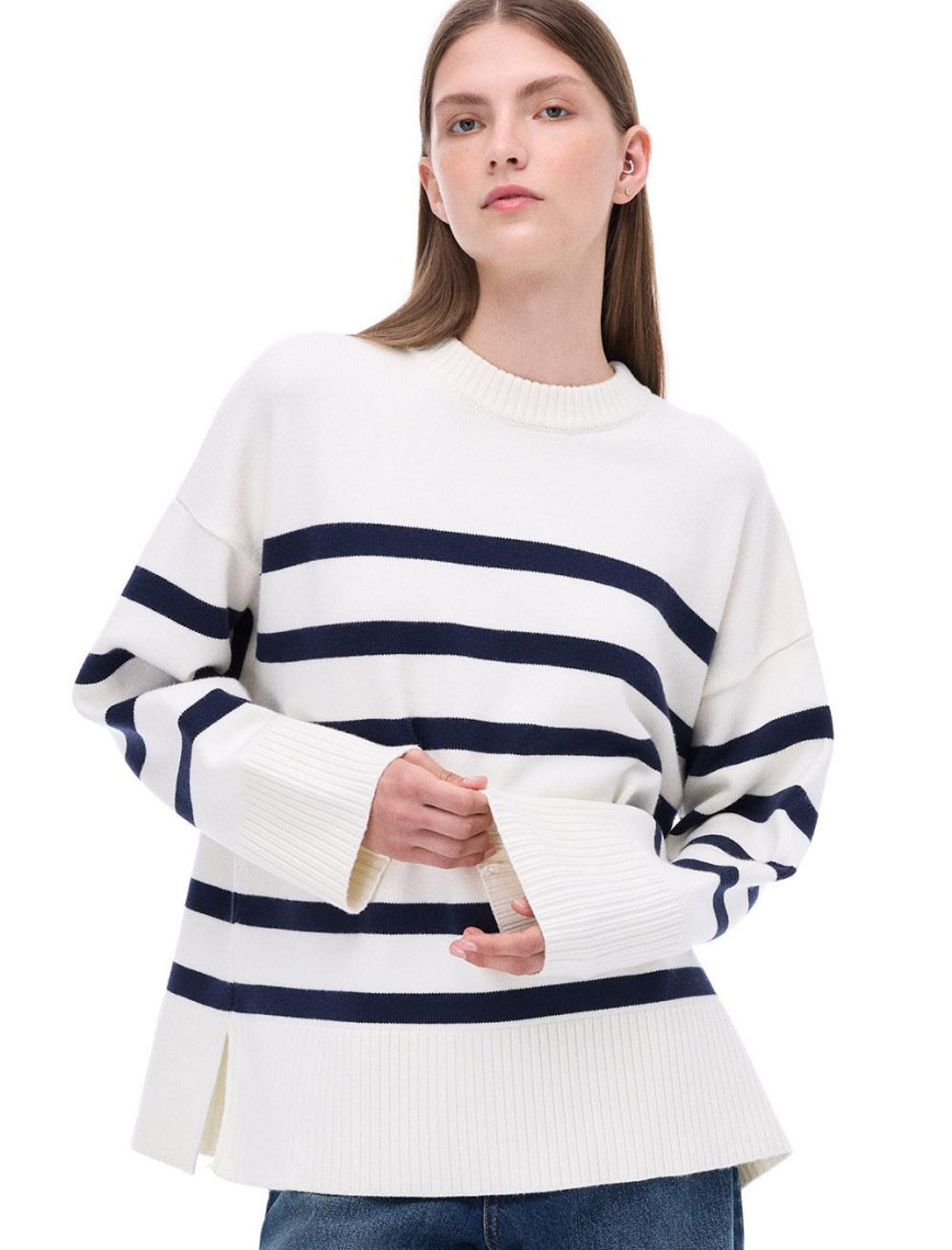 Triko Regular Fit Standart Boy Düşük Kollu Bisiklet Yaka Ekru Kazak Triko Regular Fit Standart Boy Düşük Kollu Bisiklet Yaka Ekru Kazak