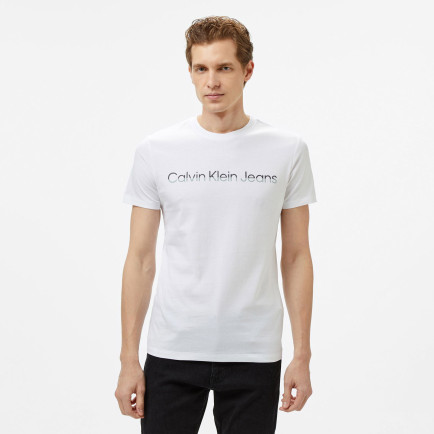 Calvin Klein Two Tone Institutional Erkek Beyaz T-Shirt Calvin Klein Two Tone Institutional Erkek Beyaz T-Shirt